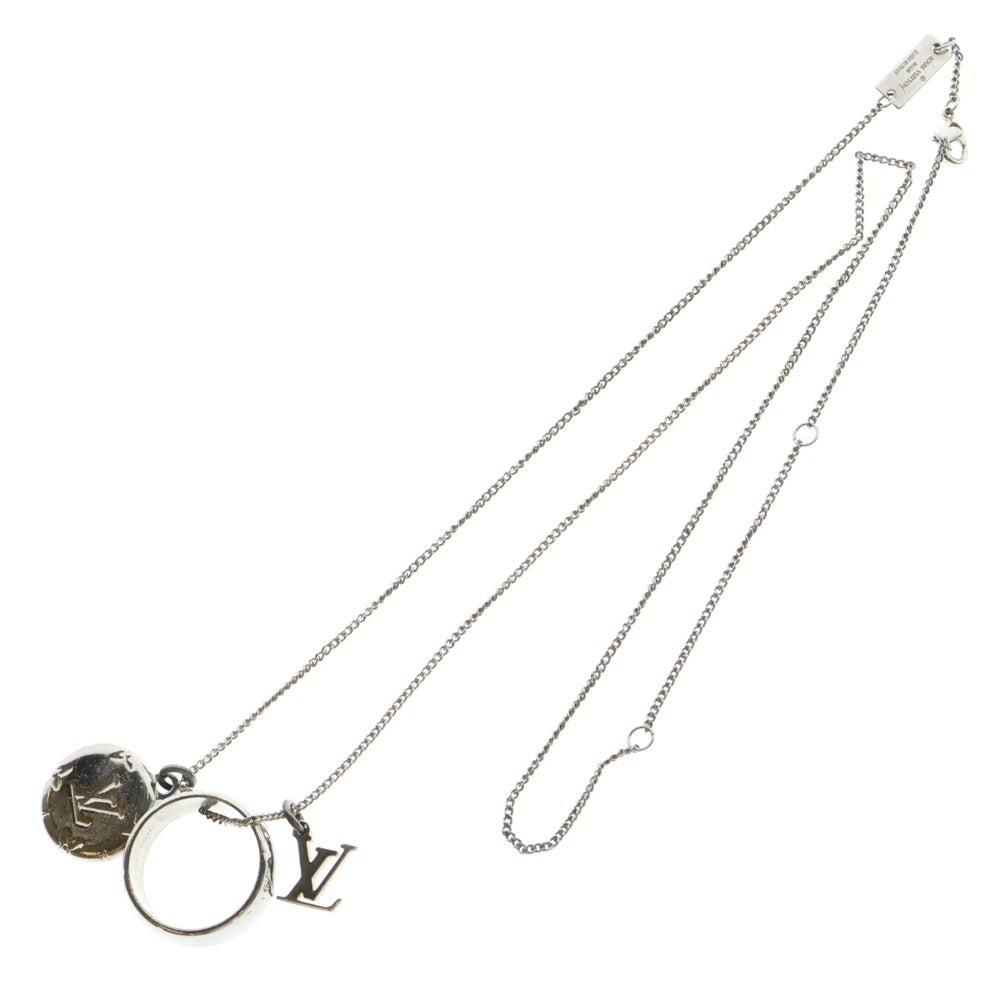 LOUIS VUITTON(ルイヴィトン) モノグラム リング ペンダント ネックレス シルバー SV M62485