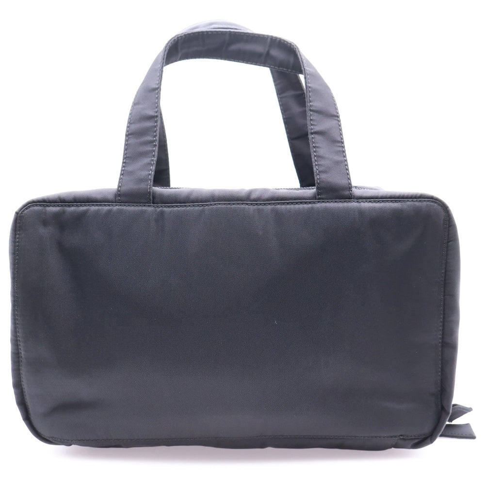 PRADA(プラダ) ハンドバッグ ミニトートバッグ メイクバッグ ブラック シルバー金具 トライアングルロゴプレート テスート