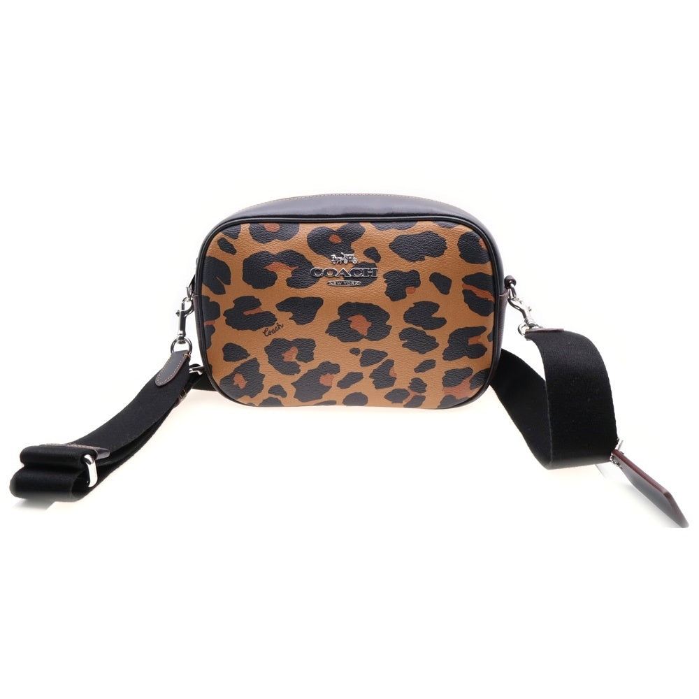 COACH(コーチ) ウィズ レオパード プリント ジェイミー カメラバッグ ショルダーバッグ シグネチャー ブラウン ブラック レザー
