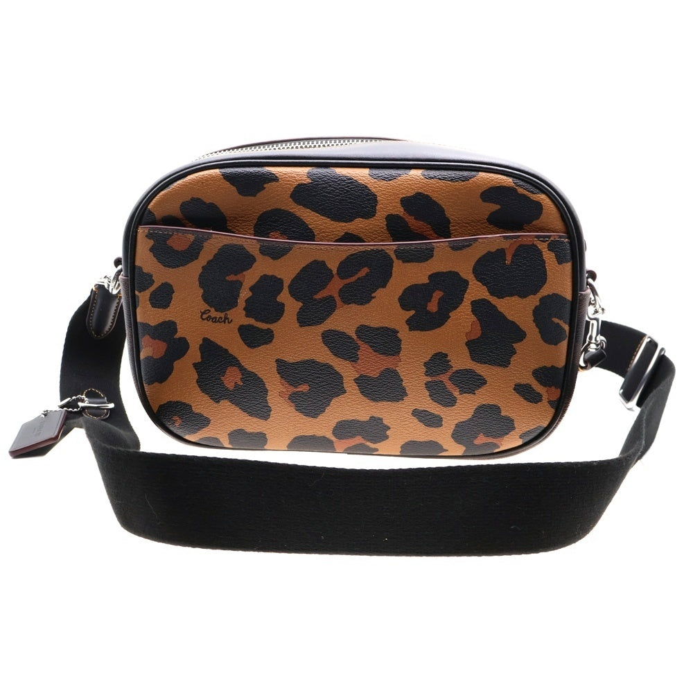COACH(コーチ) ウィズ レオパード プリント ジェイミー カメラバッグ ショルダーバッグ シグネチャー ブラウン ブラック レザー