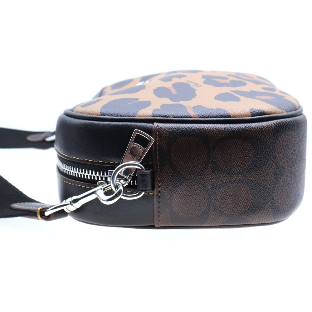 COACH(コーチ) ウィズ レオパード プリント ジェイミー カメラバッグ ショルダーバッグ シグネチャー ブラウン ブラック レザー