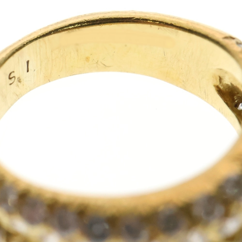 Van Cleef & Arpels(ヴァンクリーフアンドアーペル) パヴェダイヤ ダブルアーム リング 指輪 K18YG イエローゴールド 9号