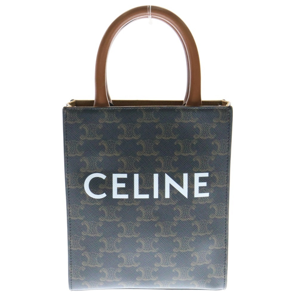 CELINE(セリーヌ) トリオンフ バーティカルカバ ミニ 2WAYバッグ ブラック×ブラウン 194372BZK