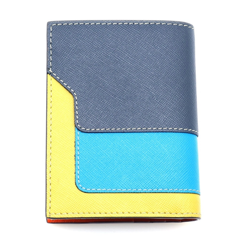 MARNI(マルニ) バイフォールド コンパクトウォレット カードケース 二つ折り財布 ネイビー×ブルー×イエロー