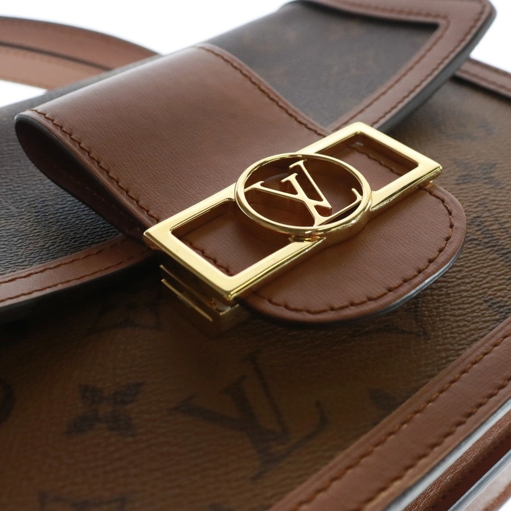 LOUIS VUITTON(ルイヴィトン) ドーフィーヌMM モノグラム リバース PVC レザー 2WAY チェーン ハンド ショルダーバッグ ゴールド金具 ブラウン M44391