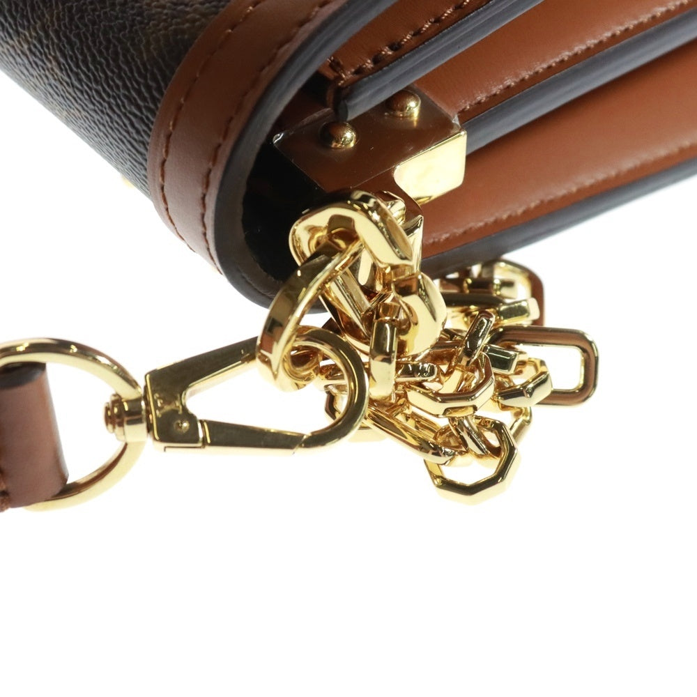 LOUIS VUITTON(ルイヴィトン) ドーフィーヌMM モノグラム リバース PVC レザー 2WAY チェーン ハンド ショルダーバッグ ゴールド金具 ブラウン M44391