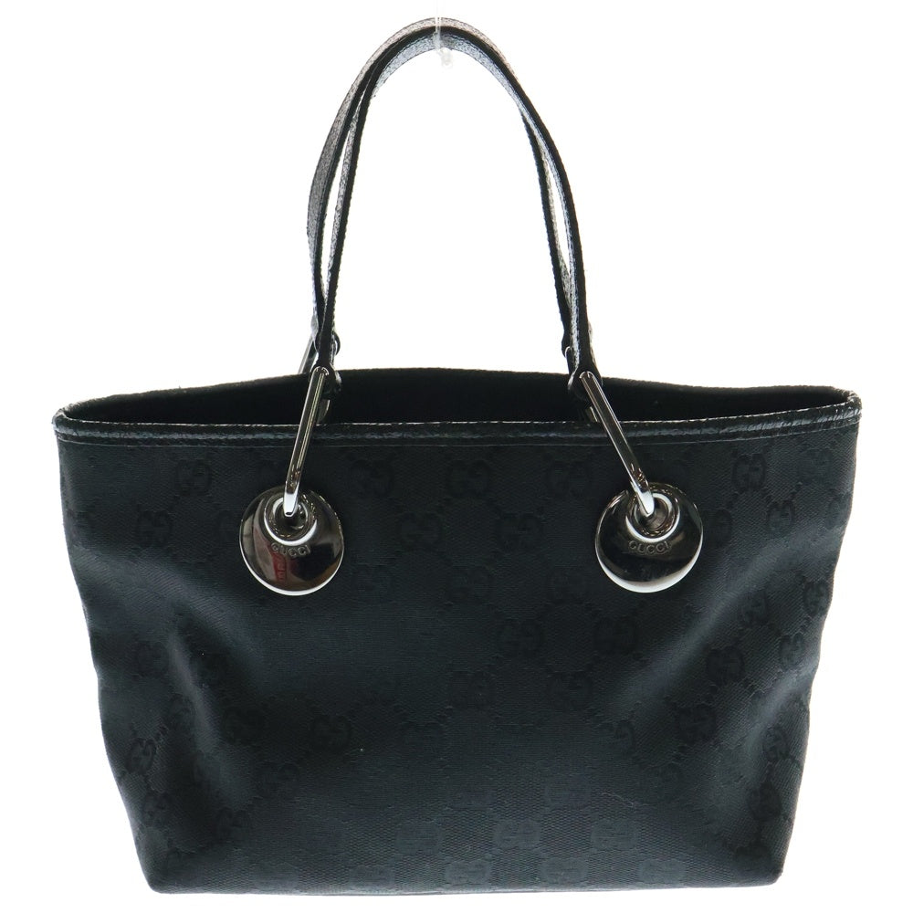 GUCCI(グッチ) GGキャンバス トートバッグ ハンドバッグ ミニバッグ シルバー金具 レザー×キャンバス ブラック 120844