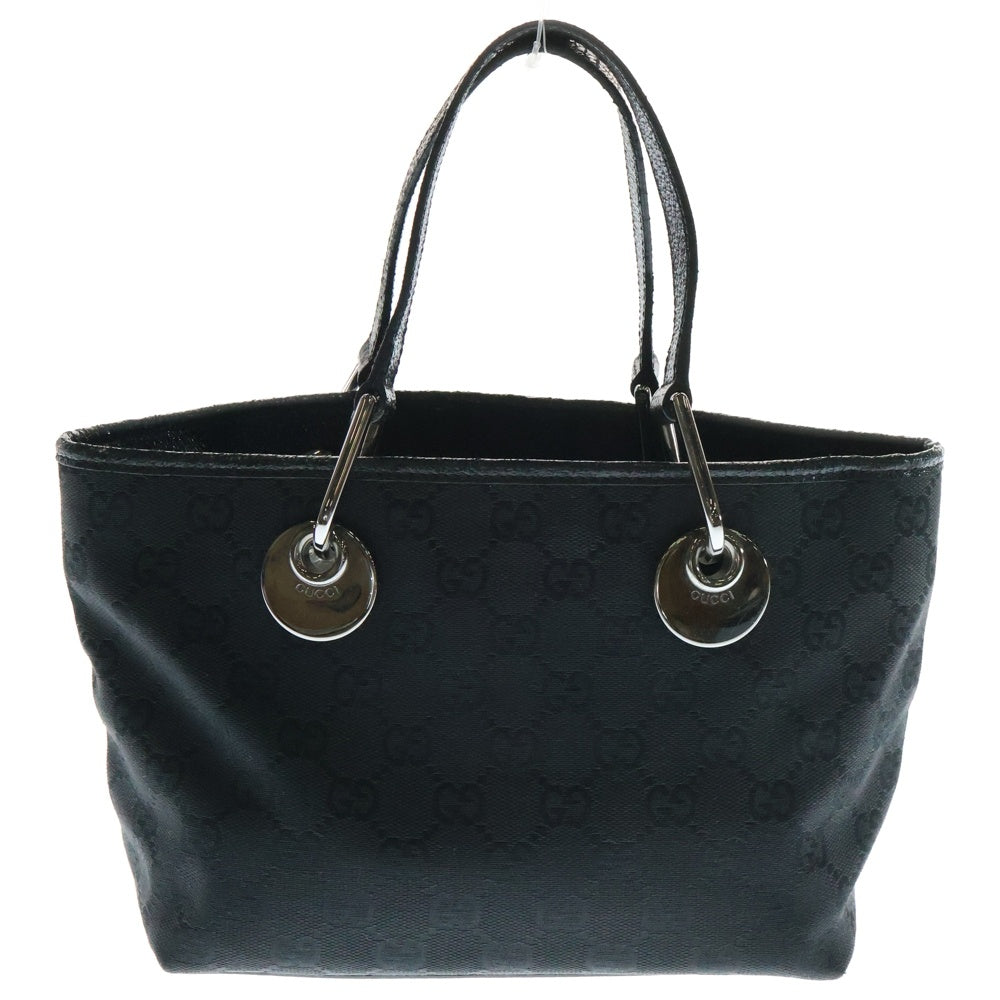 GUCCI(グッチ) GGキャンバス トートバッグ ハンドバッグ ミニバッグ シルバー金具 レザー×キャンバス ブラック 120844