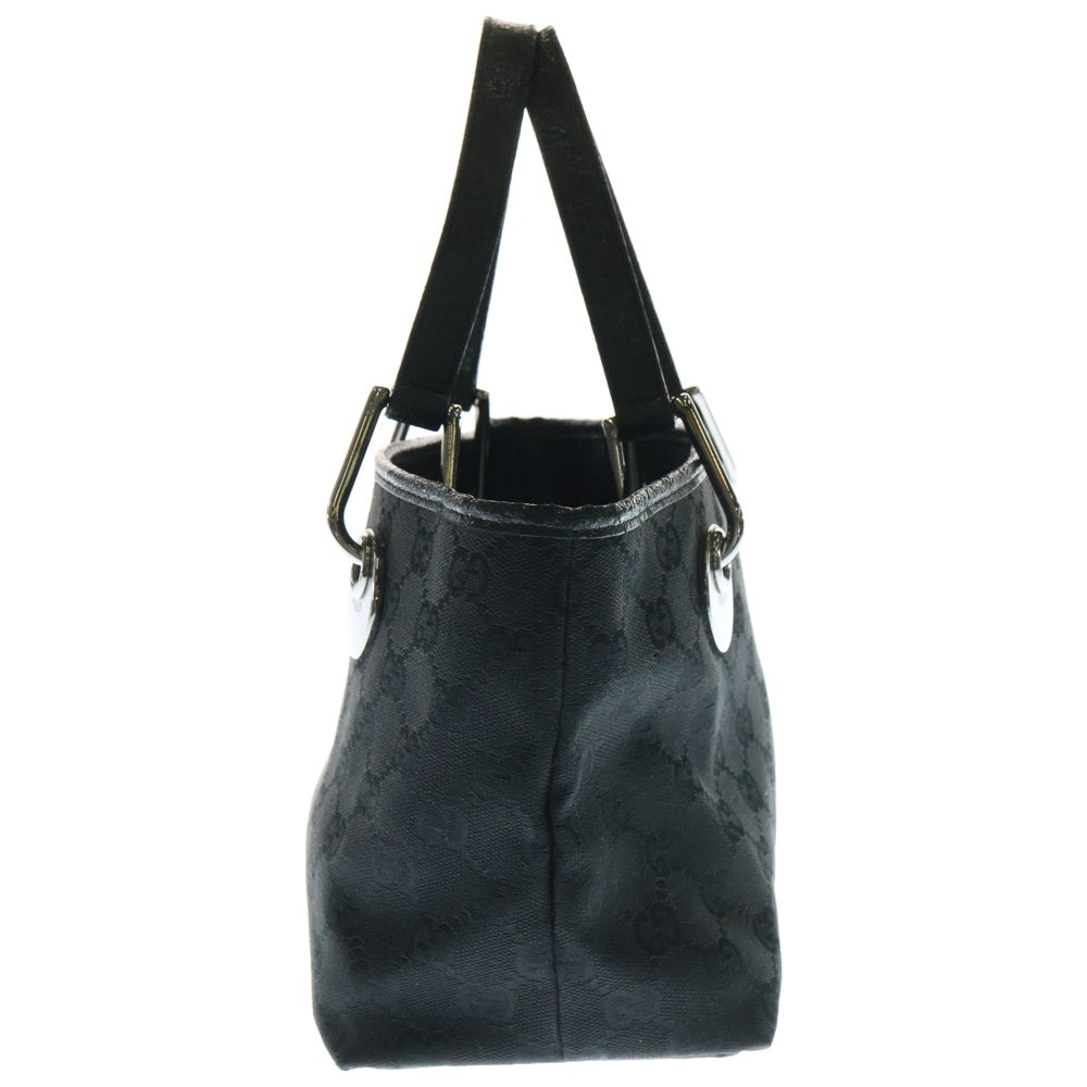 GUCCI(グッチ) GGキャンバス トートバッグ ハンドバッグ ミニバッグ シルバー金具 レザー×キャンバス ブラック 120844