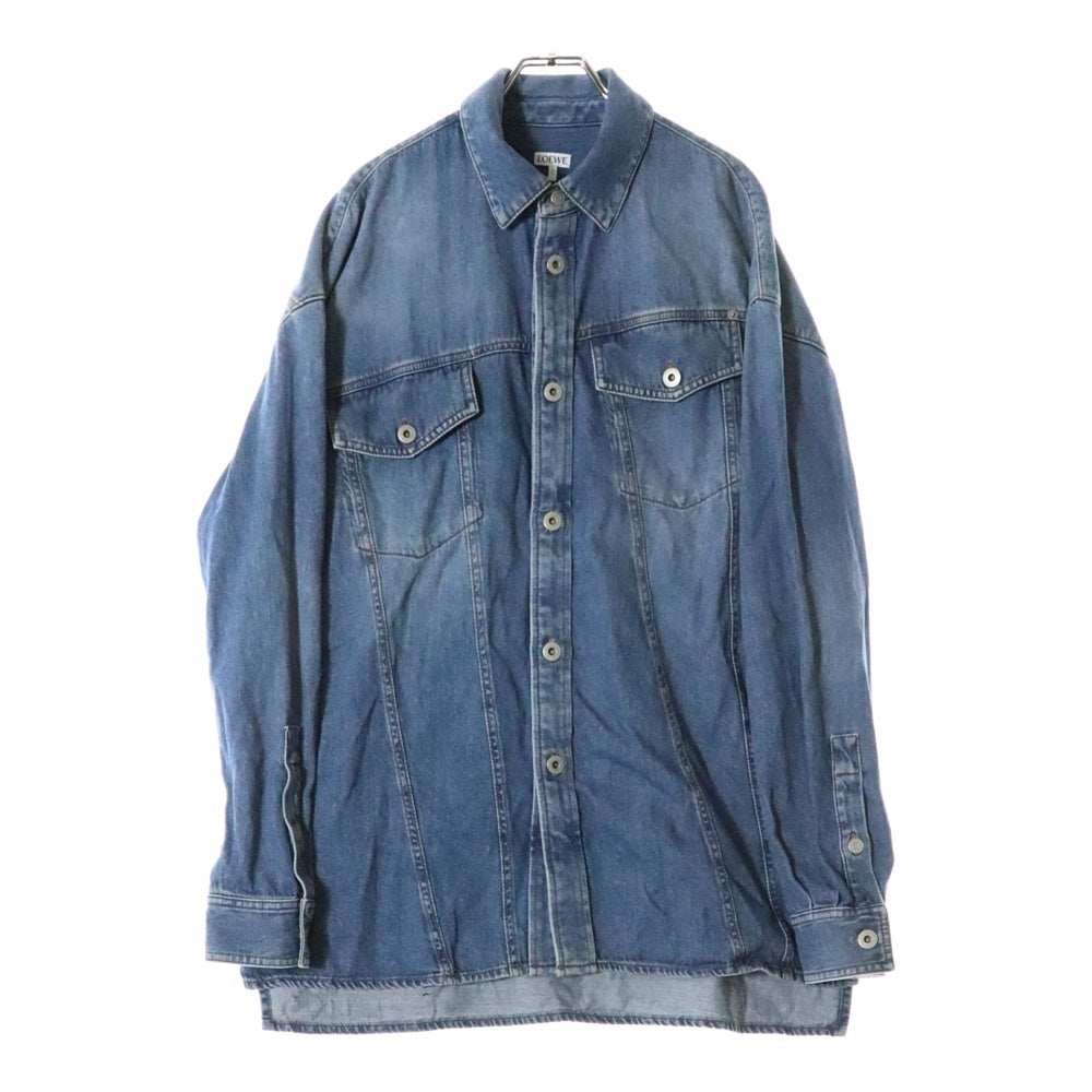 LOEWE(ロエベ) 22AW スラント オーバーサイズ デニム ロングスリーブ 長袖 シャツ インディゴ H526Y05X17