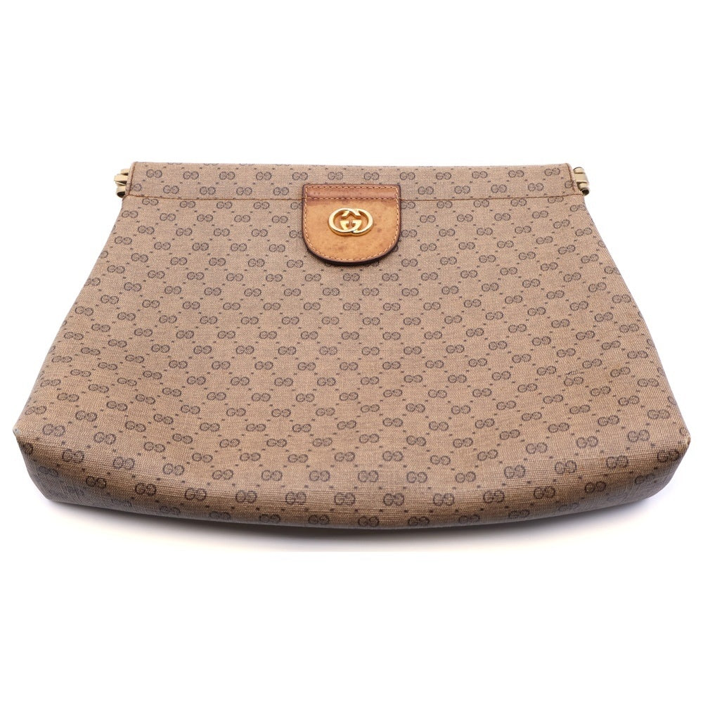 GUCCI(グッチ) GG クラッチバッグ セカンドバッグ ケース ブラウン レザー PVC ゴールド金具