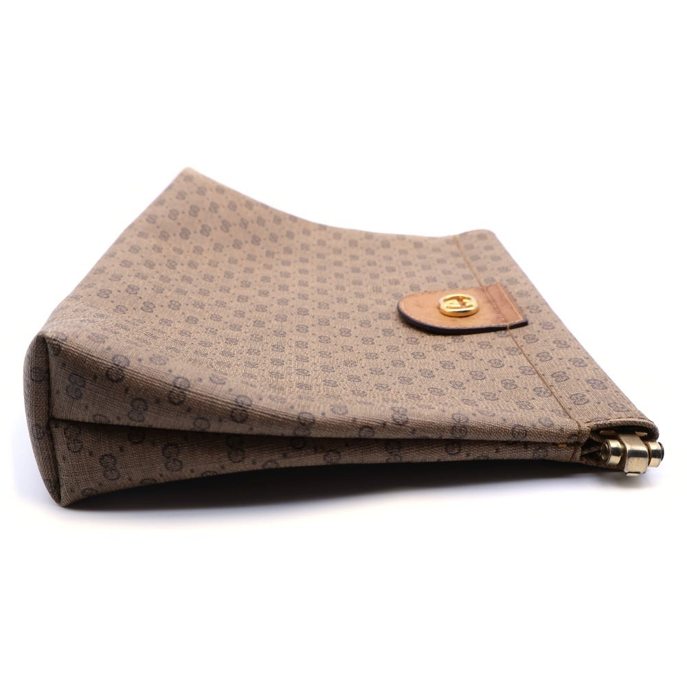 GUCCI(グッチ) GG クラッチバッグ セカンドバッグ ケース ブラウン レザー PVC ゴールド金具