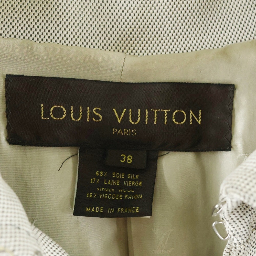 LOUIS VUITTON(ルイヴィトン) ビッグボタン シルク ウール キャンバス トレンチ ロングコート ベージュ レディース