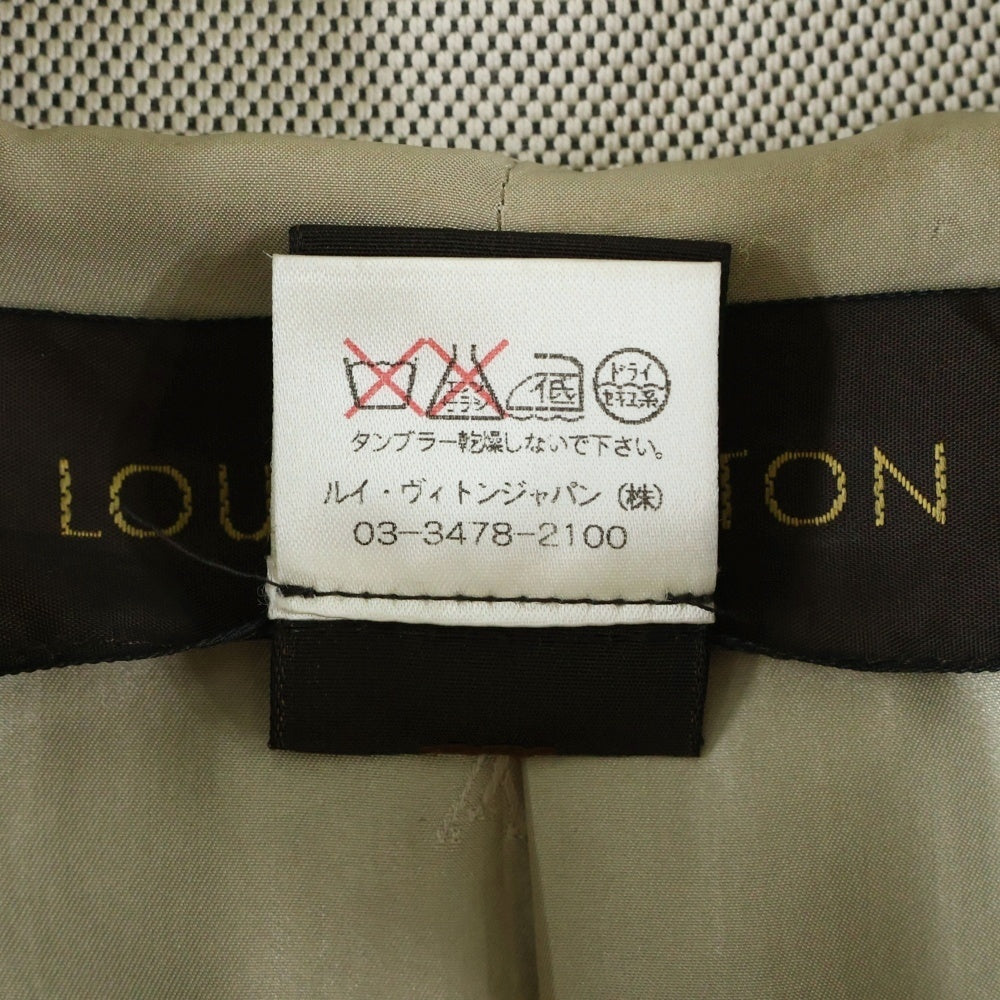 LOUIS VUITTON(ルイヴィトン) ビッグボタン シルク ウール キャンバス トレンチ ロングコート ベージュ レディース