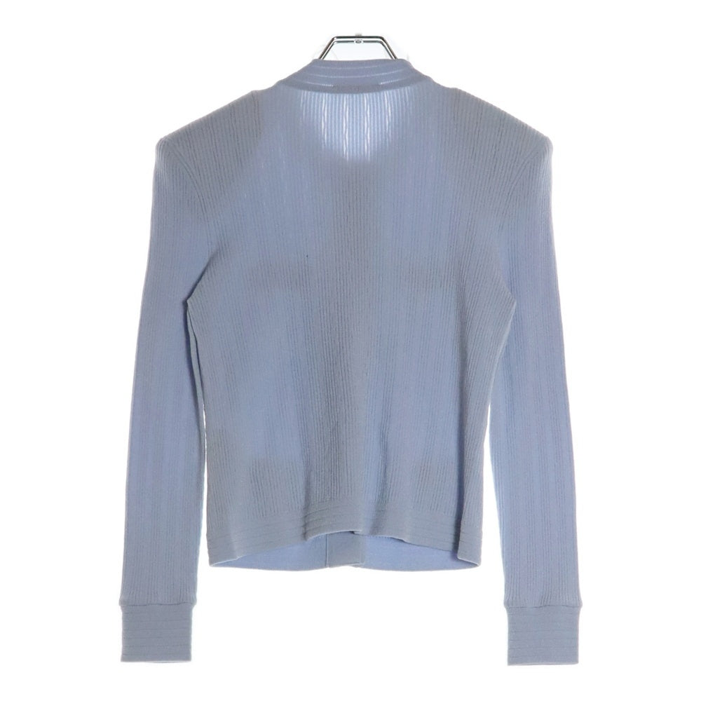 BALMAIN(バルマン) ゴールドボタン ビスコース ノーカラー ニットジャケット カーディガン ライトブルー レディース