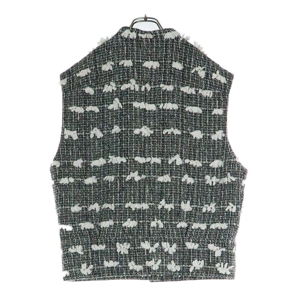 CHANEL(シャネル) 22年 ココマークボタン ファンシーツイード ノーカラーベスト ブラック/ホワイト レディース P73332V64910