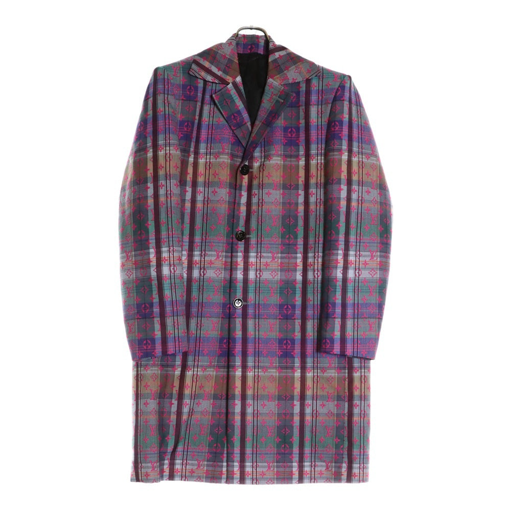 LOUIS VUITTON(ルイヴィトン) 21SS モノグラム ジャガード マドラスチェック総柄 3B チェスターコート ピンク/マルチカラー RM211 ZVW HKC71W