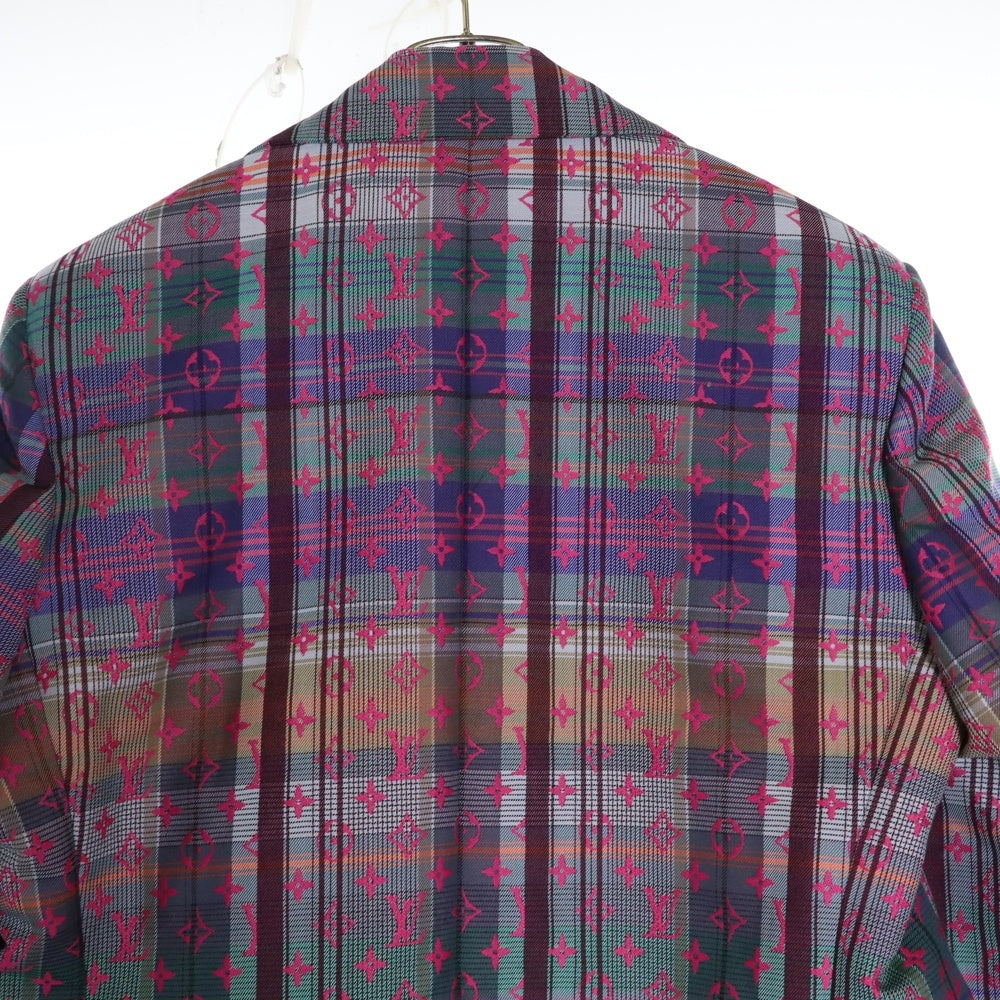 LOUIS VUITTON(ルイヴィトン) 21SS モノグラム ジャガード マドラスチェック総柄 3B チェスターコート ピンク/マルチカラー RM211 ZVW HKC71W