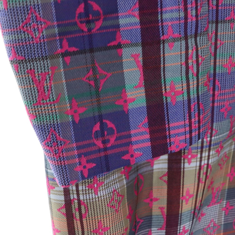 LOUIS VUITTON(ルイヴィトン) 21SS モノグラム ジャガード マドラスチェック総柄 3B チェスターコート ピンク/マルチカラー RM211 ZVW HKC71W