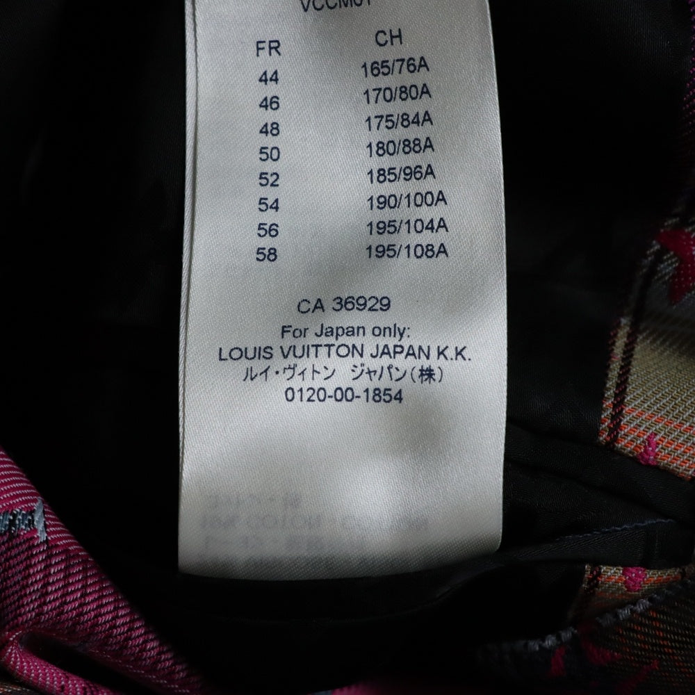 LOUIS VUITTON(ルイヴィトン) 21SS モノグラム ジャガード マドラスチェック総柄 3B チェスターコート ピンク/マルチカラー RM211 ZVW HKC71W