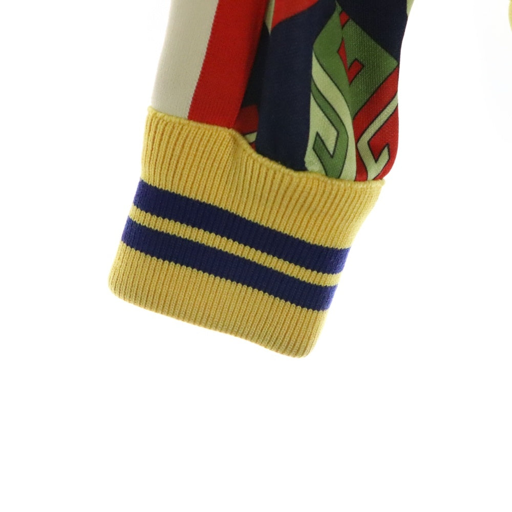 GUCCI(グッチ) Gキューブ 総柄プリント サイドライン ジップアップ スウェット トラックジャケット ネイビー/イエロー 475359