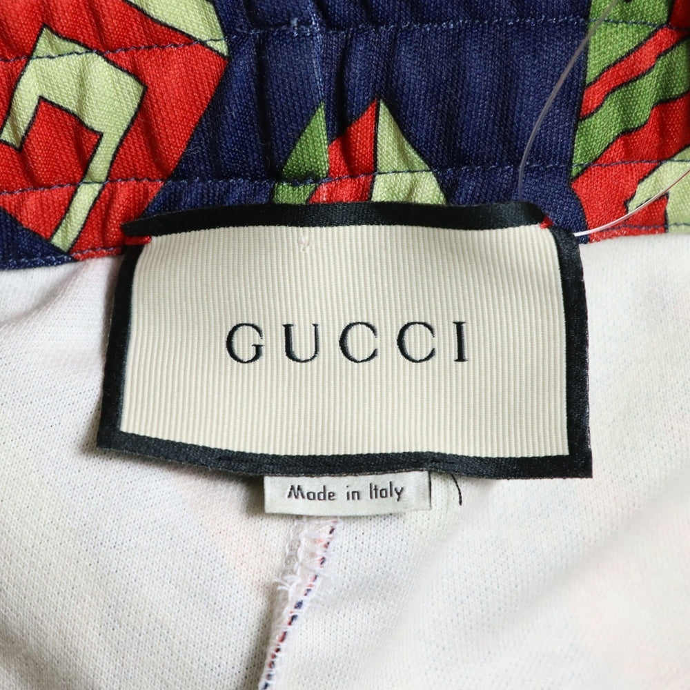 GUCCI(グッチ) 17SS Gキューブ 総柄プリント スウェット トラック ジョガーパンツ ネイビー 475361