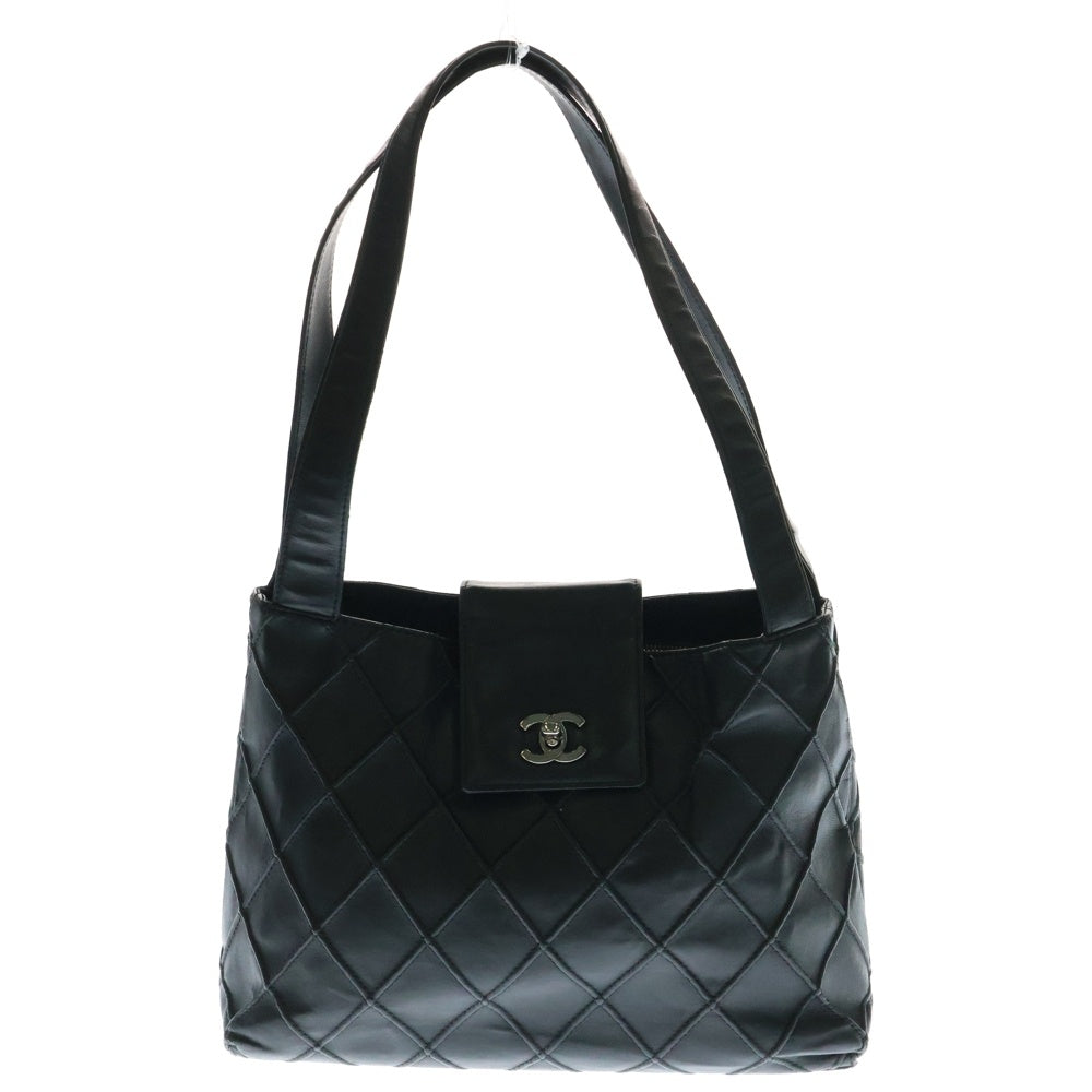 CHANEL(シャネル) ビコローネ ターンロック ハンドバッグ ショルダーバッグ ブラック シルバー金具 レザー