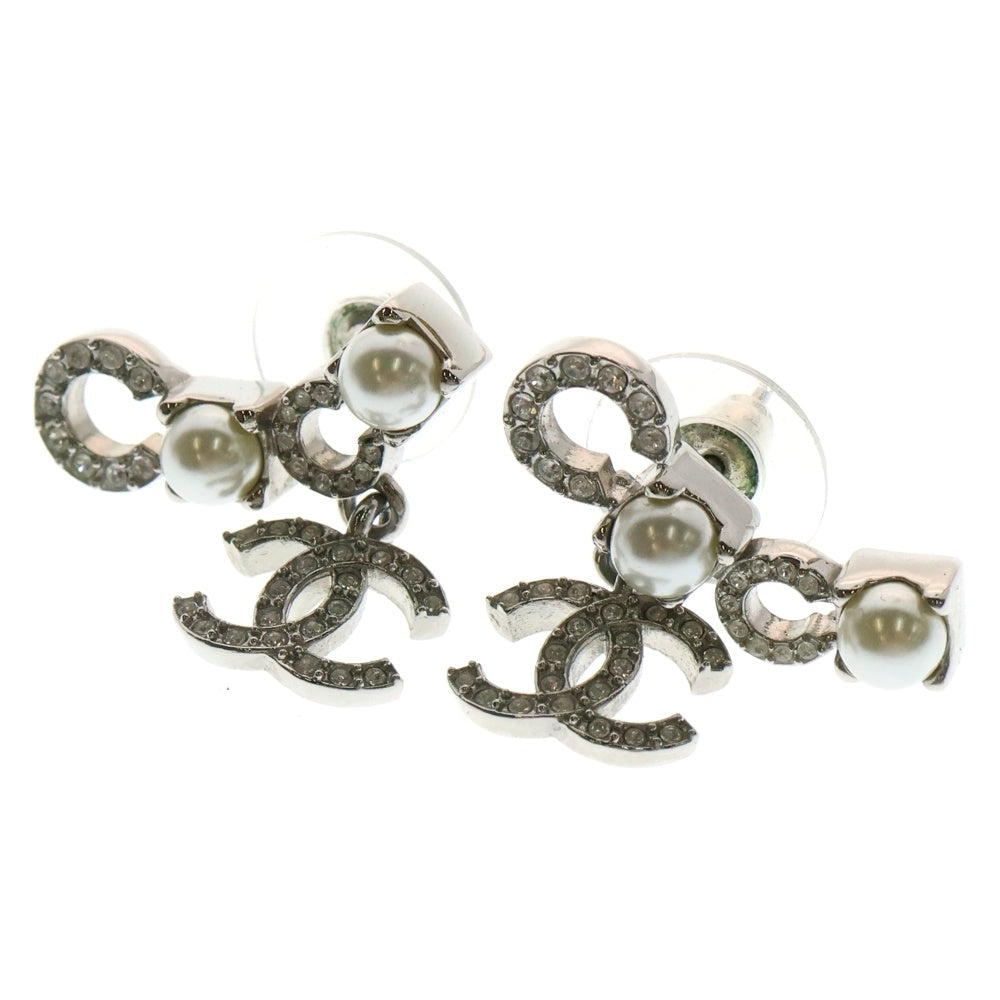 CHANEL(シャネル) ココマーク パールピアス メタル コスチューム パール&ストラス シルバー I25S