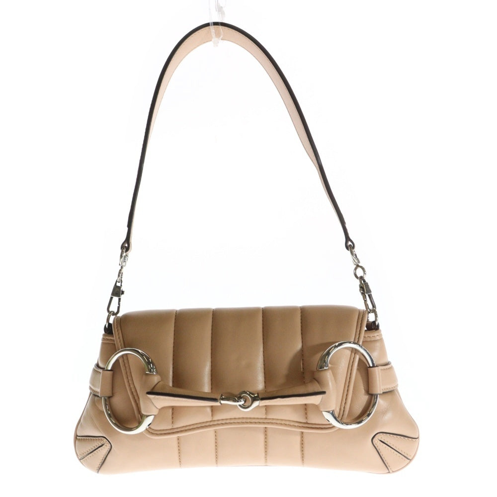 GUCCI(グッチ) ホースビット チェーンショルダーバッグ ピンク ベージュ レザー 764339