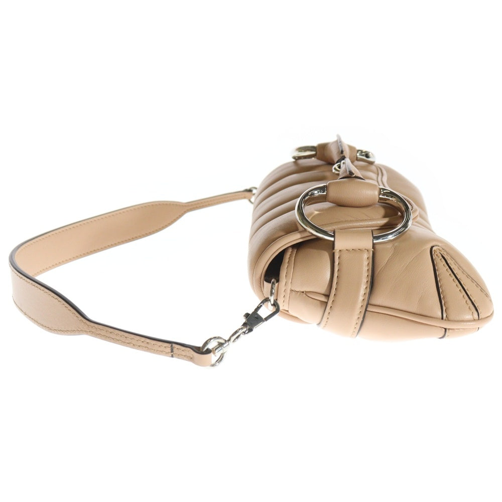 GUCCI(グッチ) ホースビット チェーンショルダーバッグ ピンク ベージュ レザー 764339