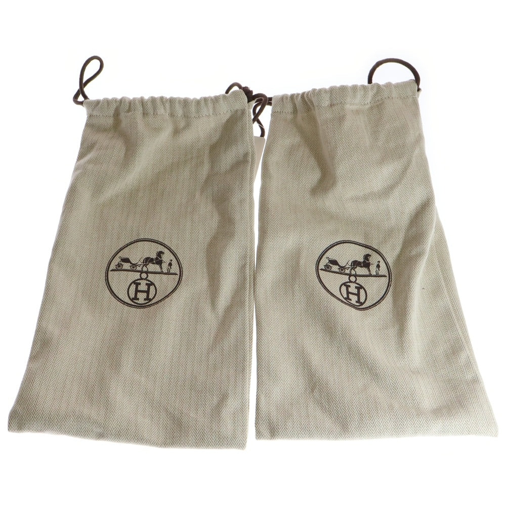 HERMES(エルメス) 23SS グロッシー60 レザー シェーヌダンクル オープントゥ ヒール サンダル ブラック レディース