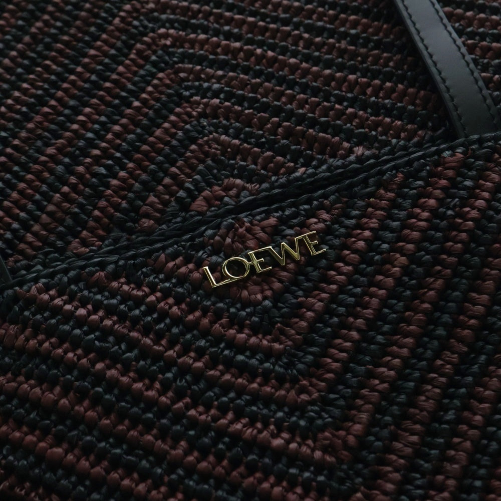 LOEWE(ロエベ) パズルフォルド トートバッグ ハンドバッグ カゴバッグ ブラック×ピンク ラフィア