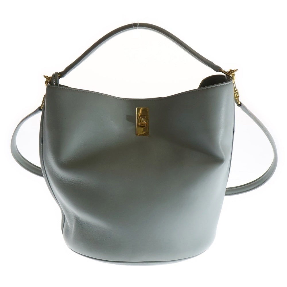 CELINE(セリーヌ) バケット16 2WAYバッグ ハンドバッグ ショルダーバッグ カーフスキン ライトブルー ゴールド金具