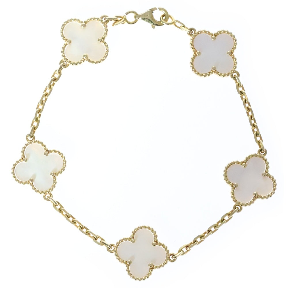 Van Cleef & Arpels(ヴァンクリーフアンドアーペル) ヴィンテージアルハンブラ ブレスレット 5モチーフ マザーオブパール イエローゴールド Au750YG VCARA41800 ジュエリー アクセサリー