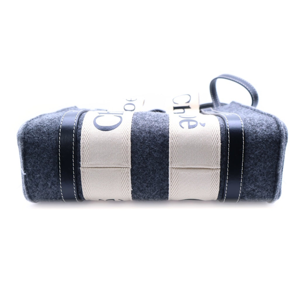 Chloe(クロエ) ウッディ トートバッグ ハンドバッグ フェルト×レザー グレー