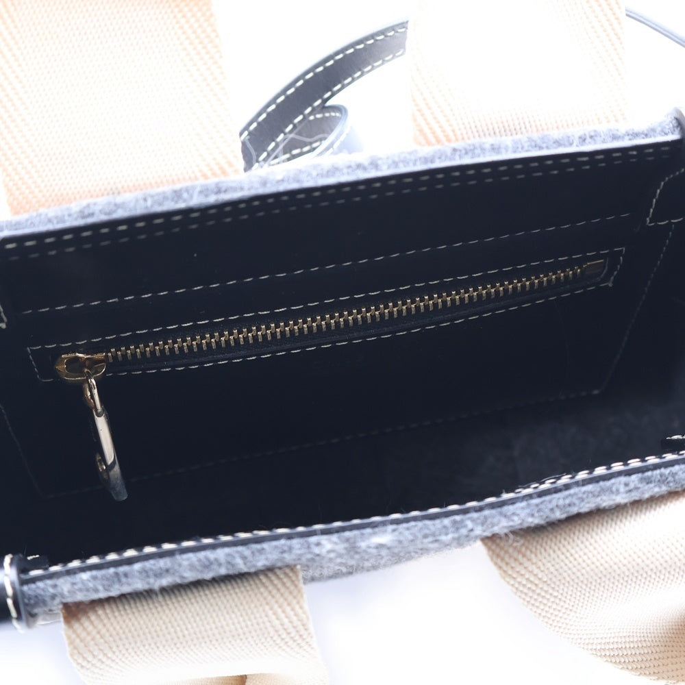 Chloe(クロエ) ウッディ トートバッグ ハンドバッグ フェルト×レザー グレー