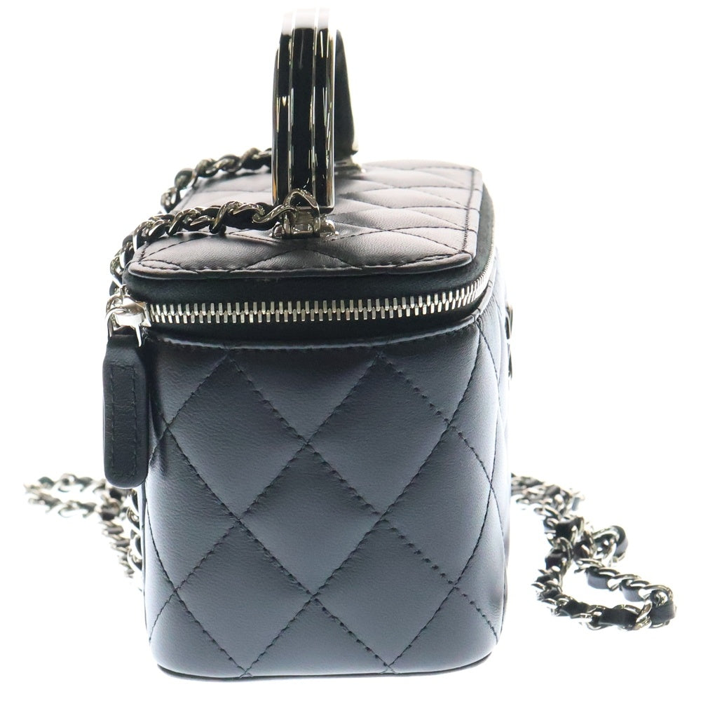 CHANEL(シャネル) ココマーク マトラッセ バニティ ラムスキン レザーチェーンショルダーバッグ ブラック レディース