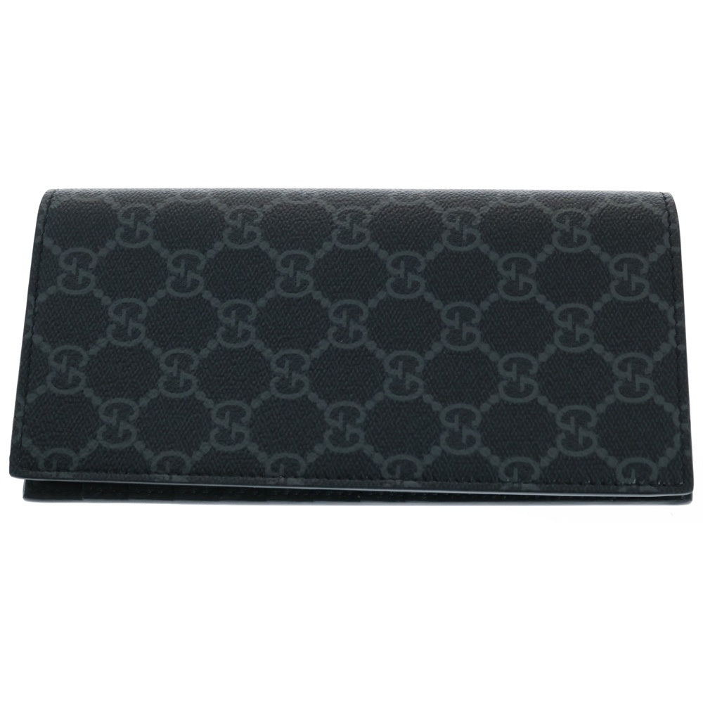 GUCCI(グッチ) GGエンブレム ロングウォレット 長財布 カードケース ブラック PVC レザー 821213