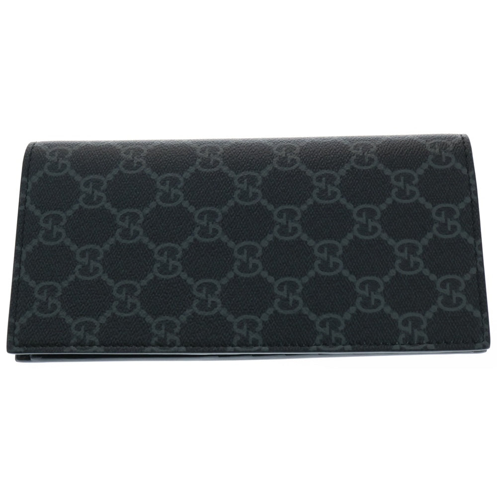 GUCCI(グッチ) GGエンブレム ロングウォレット 長財布 カードケース ブラック PVC レザー 821213