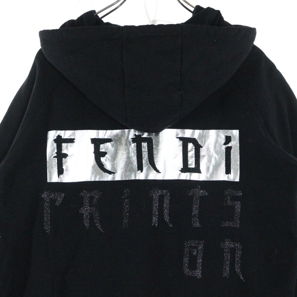 FENDI(フェンディ) フェンディ ニッキー ミナージュ コラボ サイドジップ ロング プルオーバー パーカー ブラック