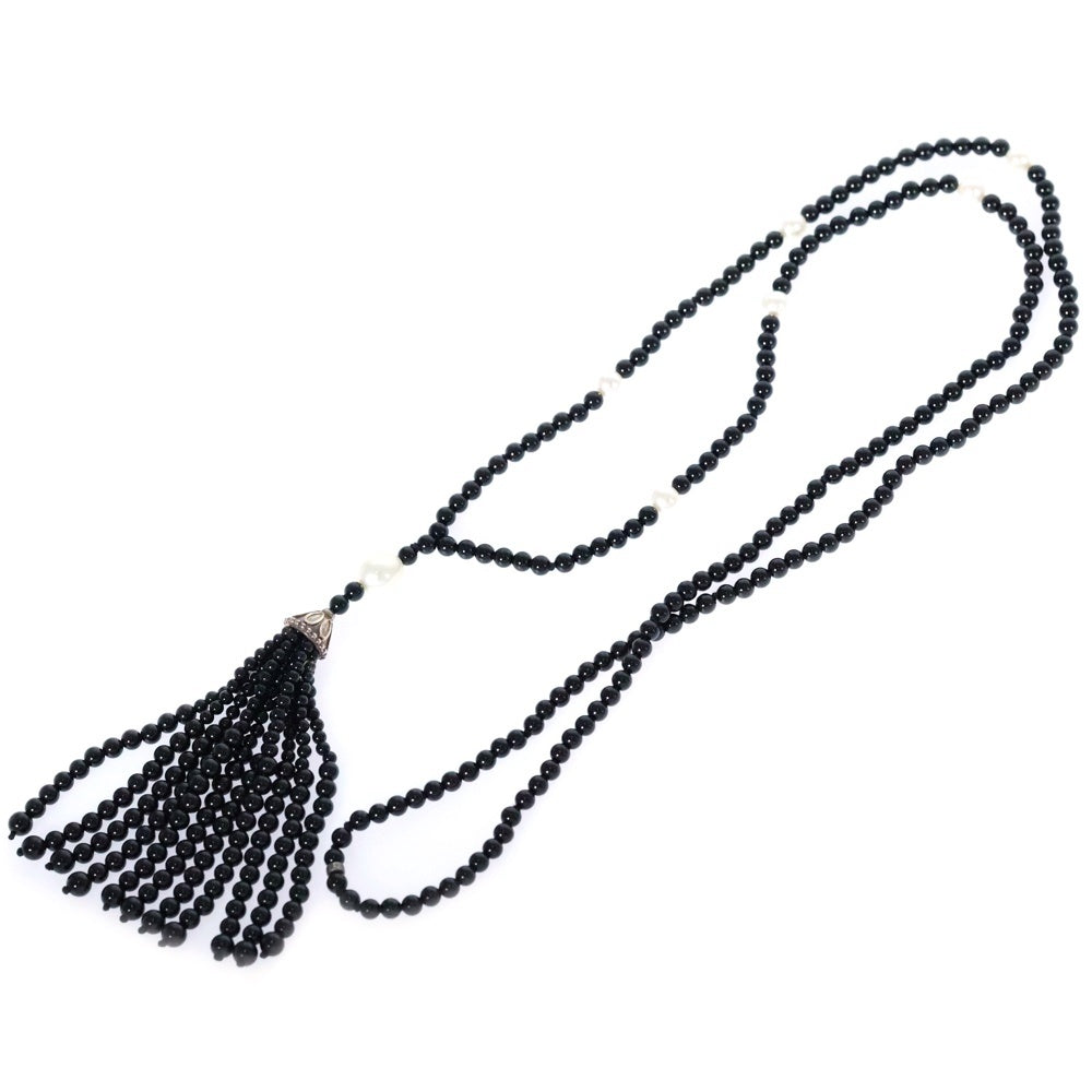 TIFFANY&Co(ティファニー) ジーグフェルドネックレス ペンダント ビーズ オニキス×Sv925 44g