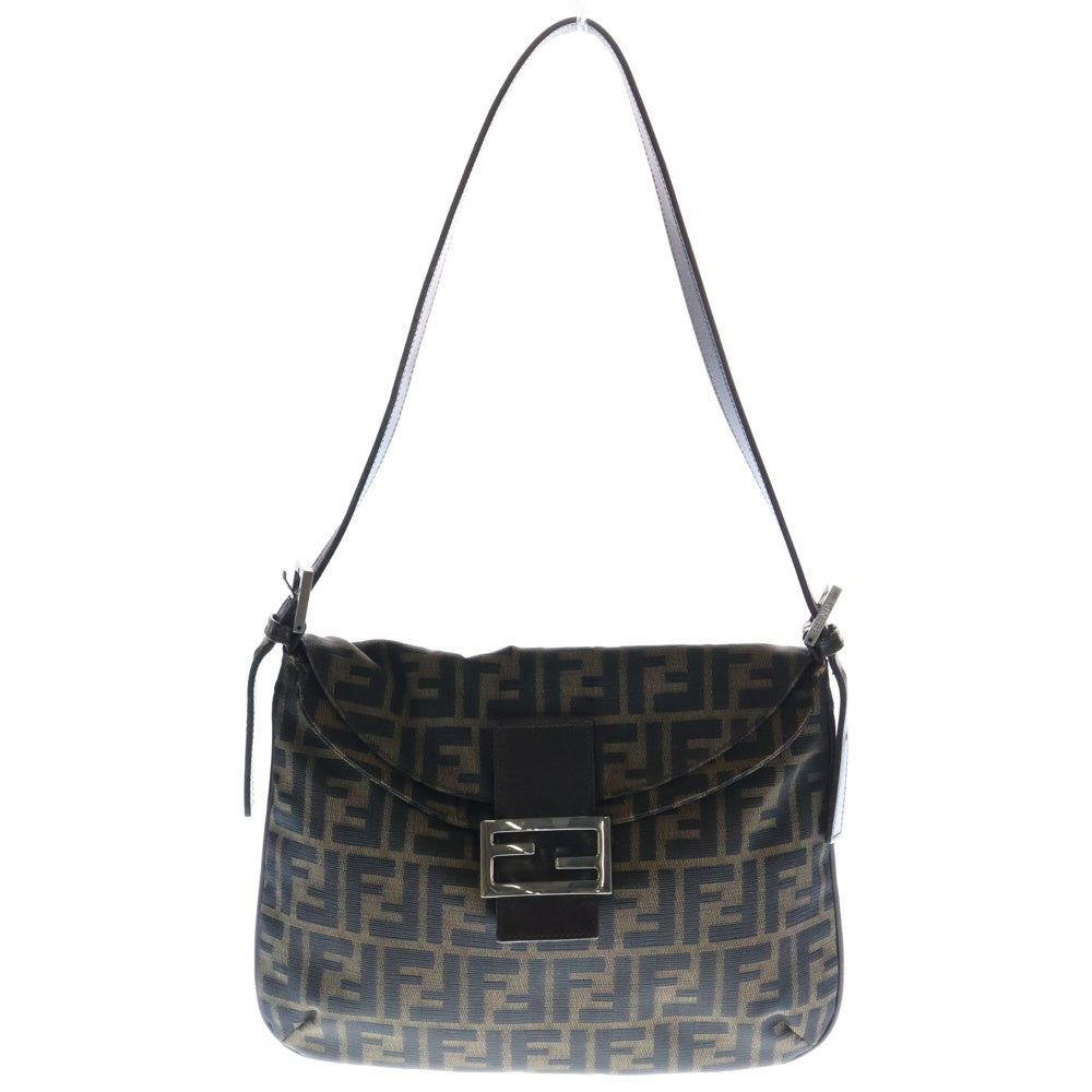 FENDI(フェンディ) マンマバケット ハンドバッグ ショルダーバッグ ブラウン キャンバス シルバー金具