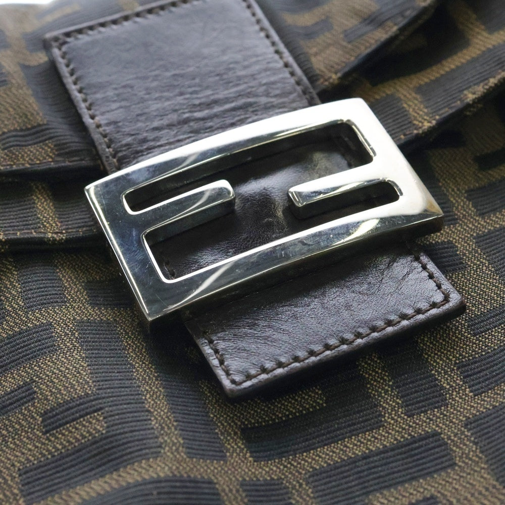 FENDI(フェンディ) マンマバケット ハンドバッグ ショルダーバッグ ブラウン キャンバス シルバー金具