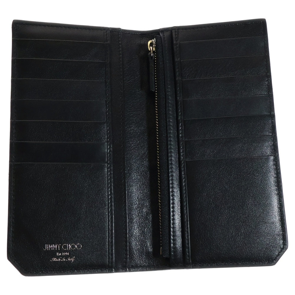 JIMMY CHOO(ジミーチュウ) スタースタッズ 二つ折り長財布 ロングウォレット ブラック レザー ラウンドジップ