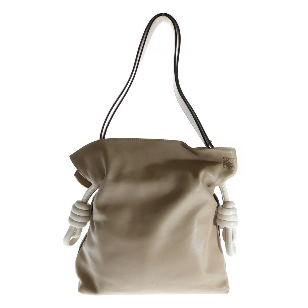 LOEWE(ロエベ) フラメンコ クラッチ レザー ハンド ワンショルダー バッグ ゴールド金具 ベージュ