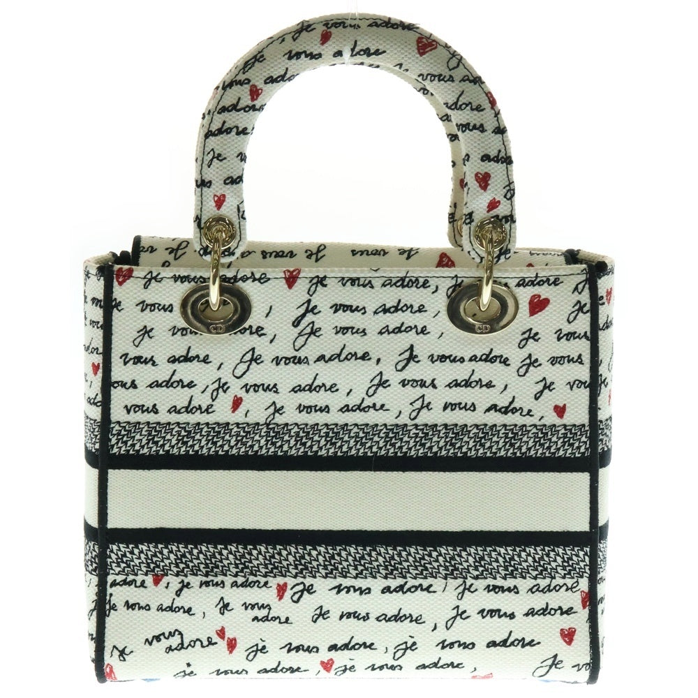 Christian Dior(クリスチャンディオール) レディディーライト アムール ミディアム ハンドバッグ ショルダーバッグ ゴールド金具 ホワイト キャンバス