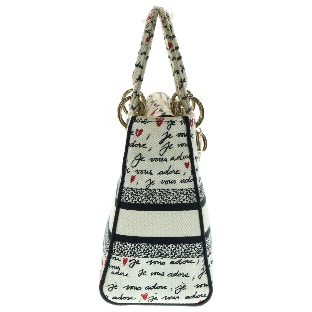 Christian Dior(クリスチャンディオール) レディディーライト アムール ミディアム ハンドバッグ ショルダーバッグ ゴールド金具 ホワイト キャンバス