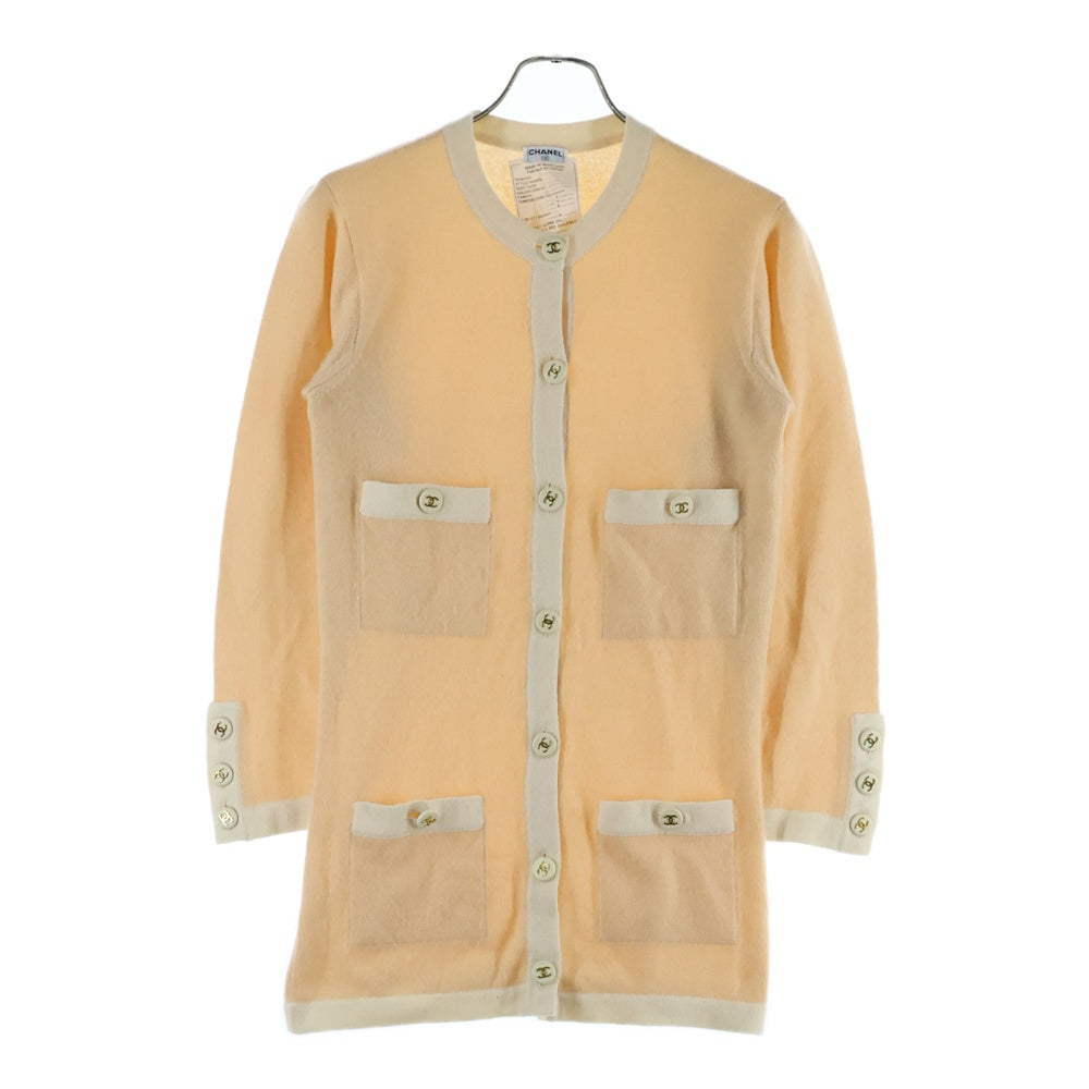 CHANEL(シャネル) 94P スプリングコレクション ココマークボタン クルーネック カシミヤニット カーディガン ベージュ レディース