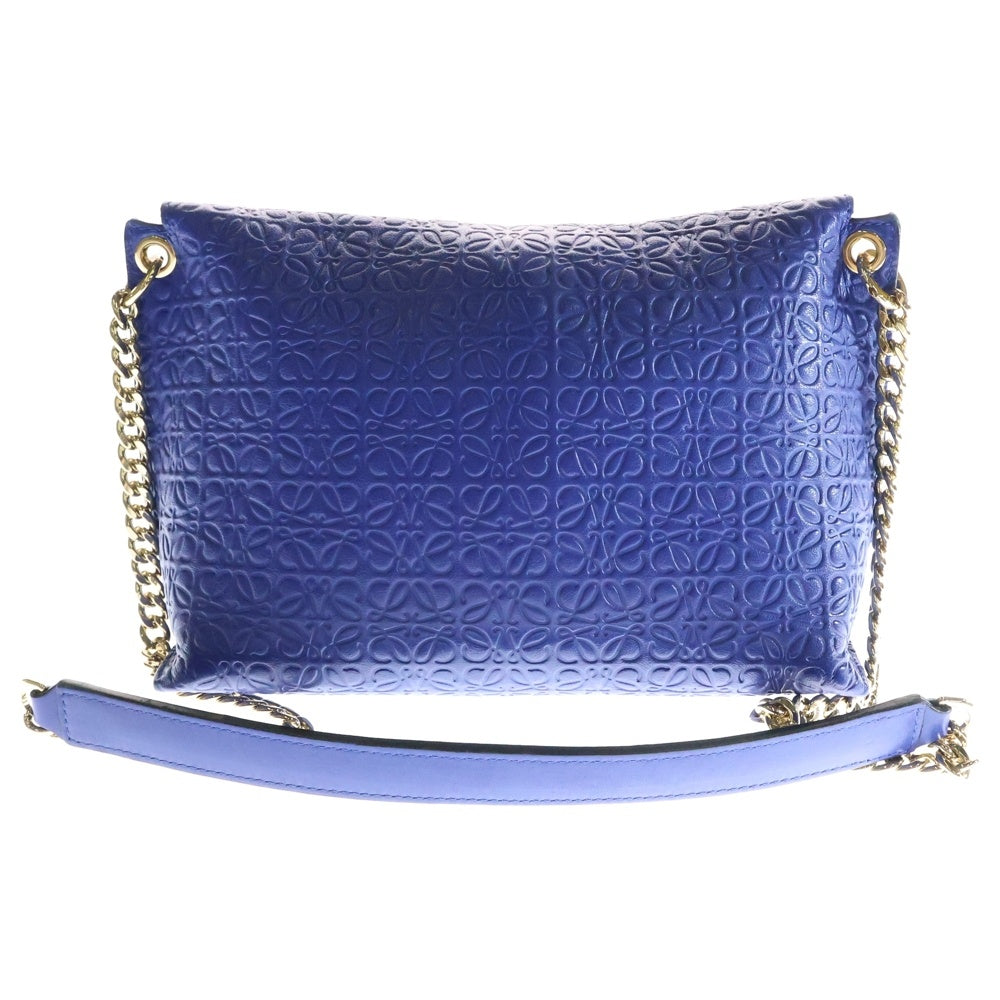 LOEWE(ロエベ) アナグラム アベニュー ショルダーバッグ チェーンバッグ ゴールド金具 ブルー レザー