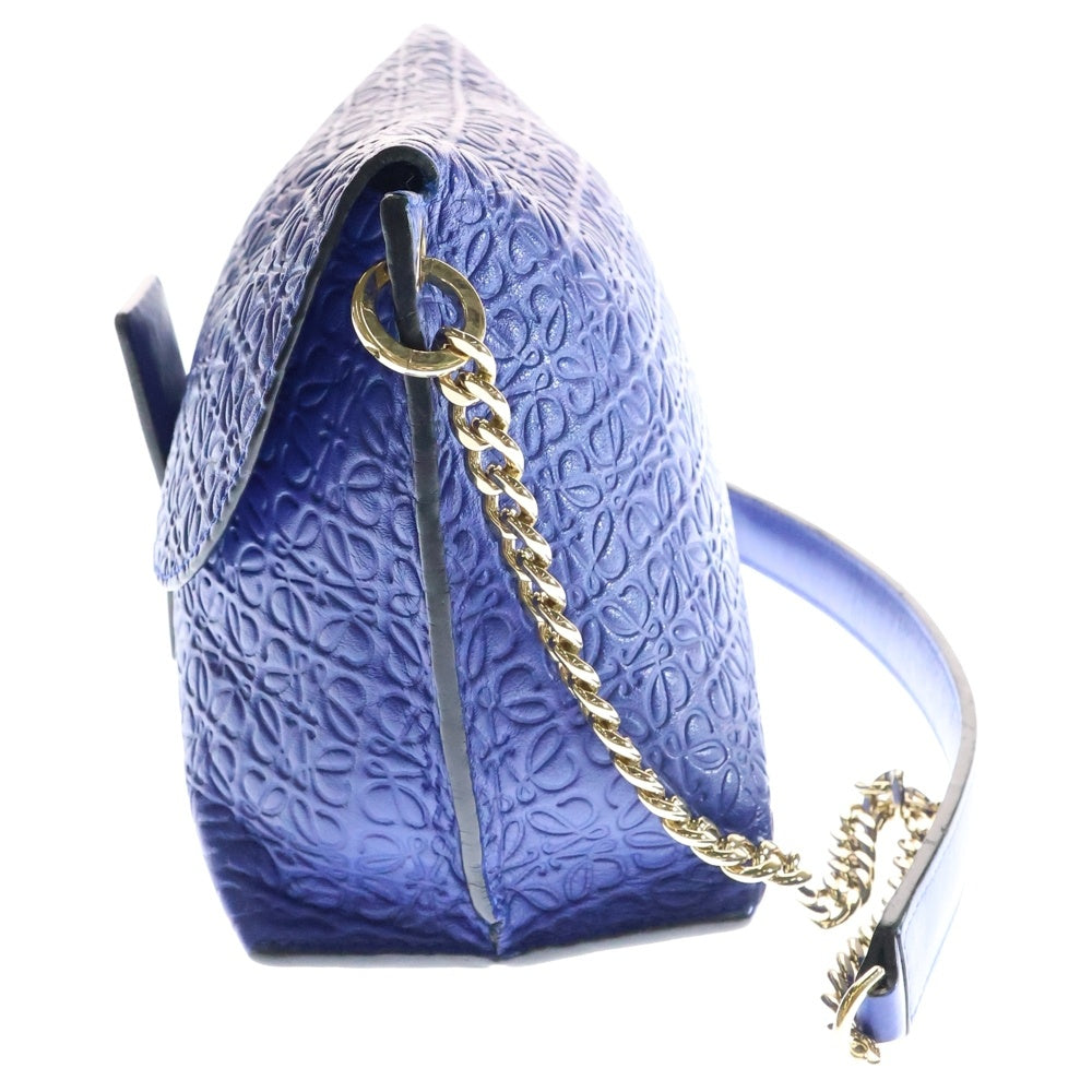 LOEWE(ロエベ) アナグラム アベニュー ショルダーバッグ チェーンバッグ ゴールド金具 ブルー レザー